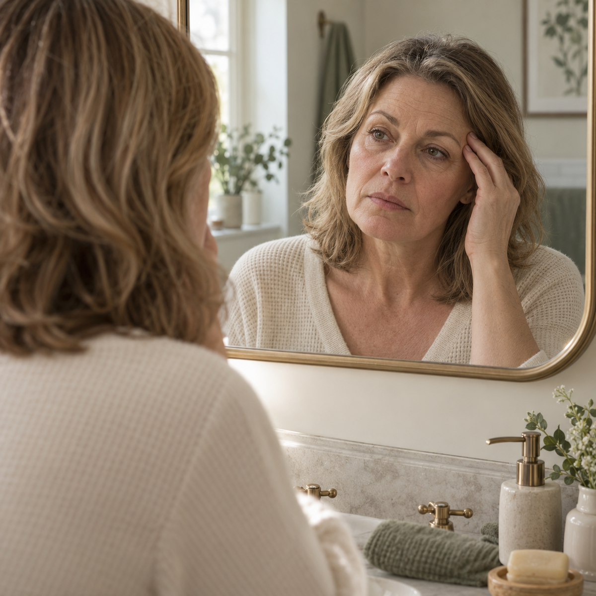 A woman taking a quiet moment at home